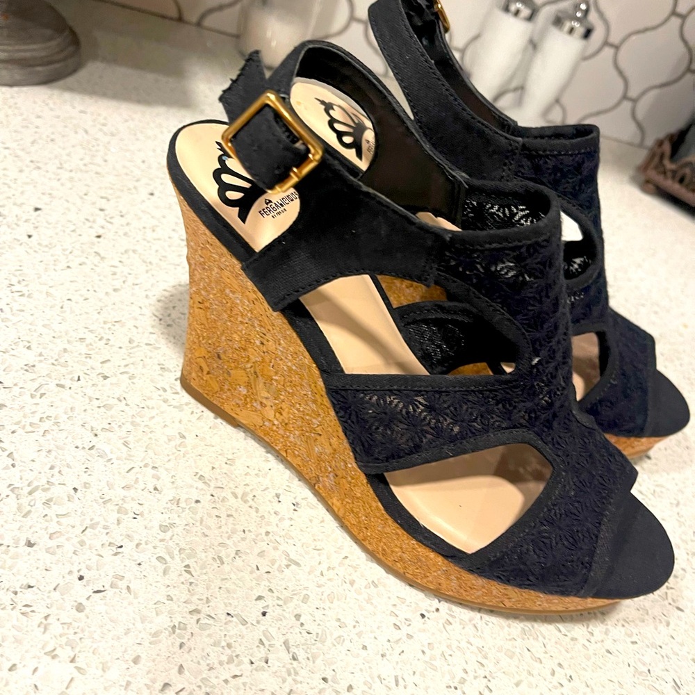 Fergalicious Black Wedge Sandals